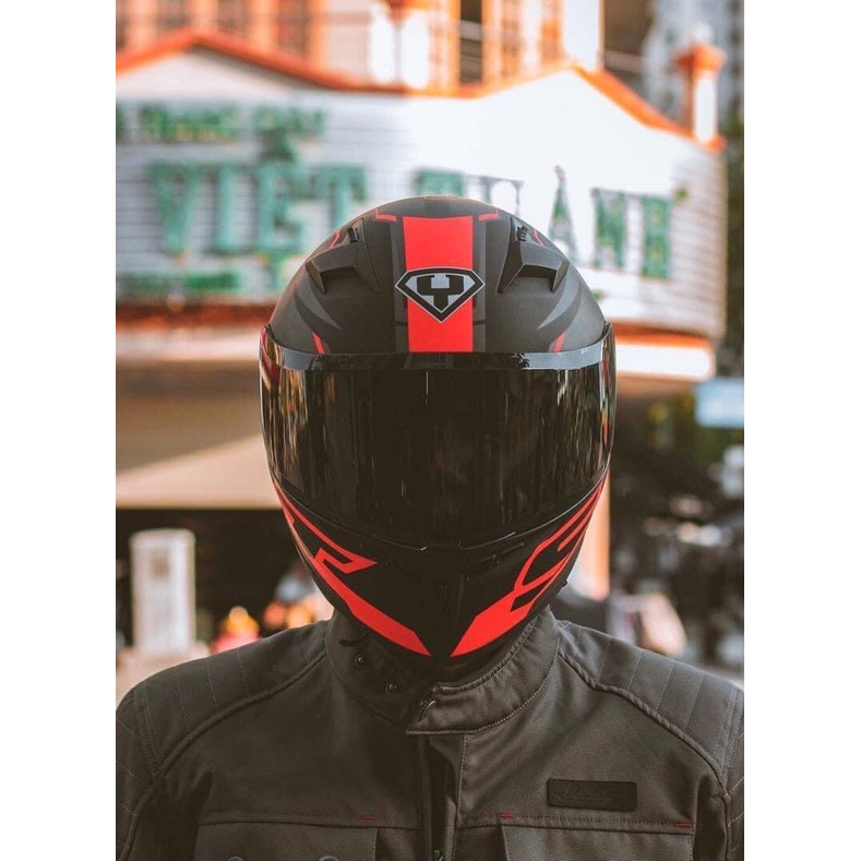 Mũ fullface YOHE 978 Plus tem SRT đỏ đen
