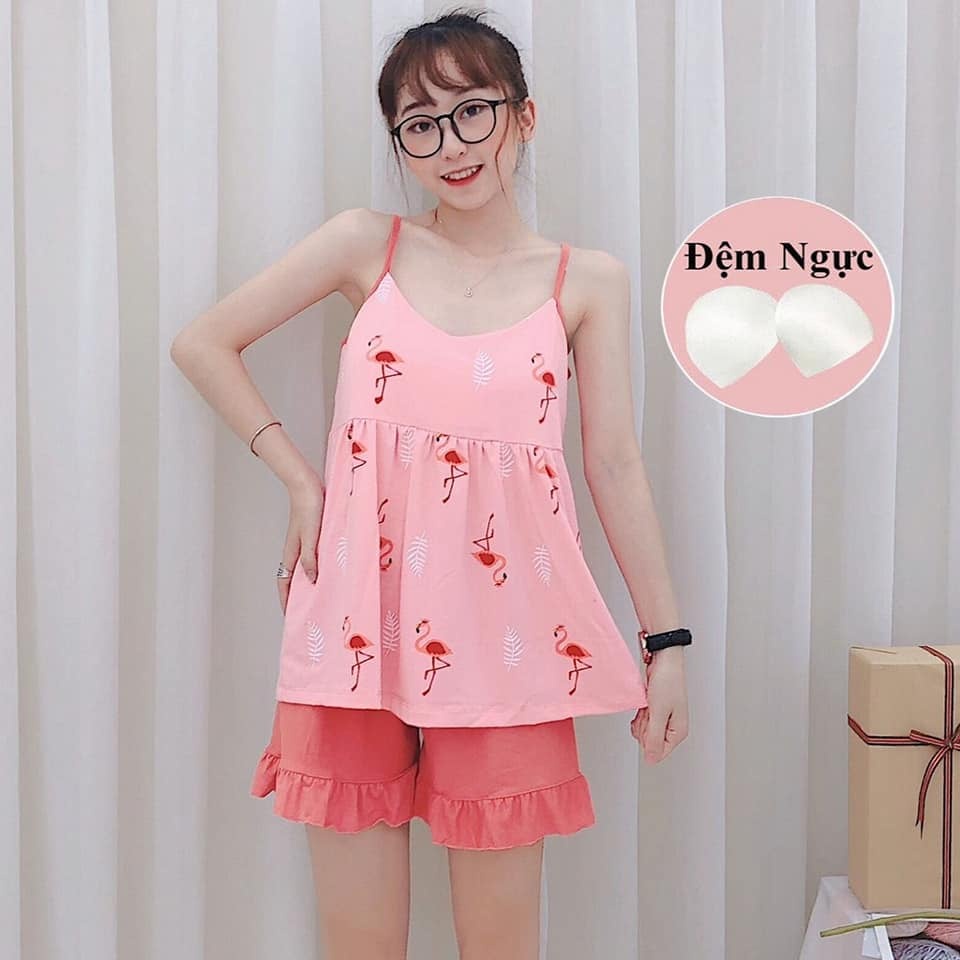 Đồ Bộ Nữ Mặc Nhà 2 Dây Xinh - Cotton Mềm Mát - Kèm Đệm Mút Ngực. | BigBuy360 - bigbuy360.vn