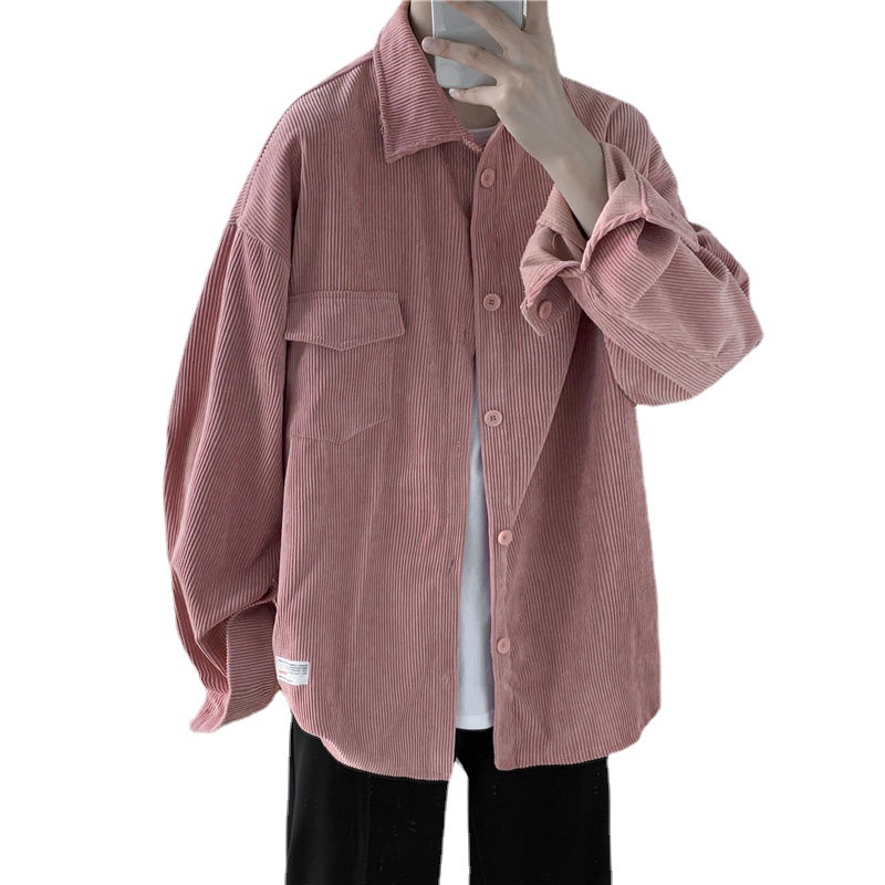 Áo Khoác Kẻ Tay Dài Rộng Thời Trang  Cho Nam áo sơ mi nhung tăm nam