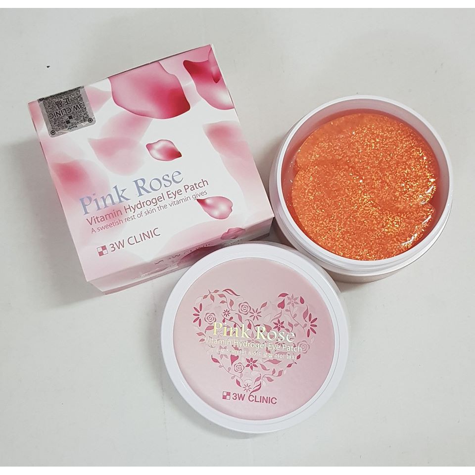 MẶT NẠ MẮT HOA HỒNG 3W CLINIC PINK ROSE VITAMIN HYDROGEL EYE PATCH | Shopee Việt Nam