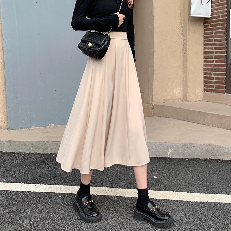 Chân váy midi chữ A lưng cao dáng rộng 48549