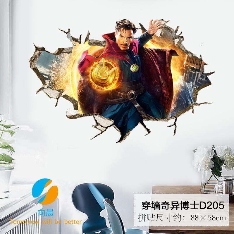 3D Superman Marvel poster Iron Man Waterproof Avengers Wall Sticker College Dormitory Bedroom