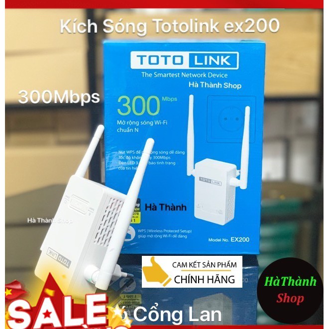 Kích sóng WiFi Totolink ex200- 300Mbps 2 râu