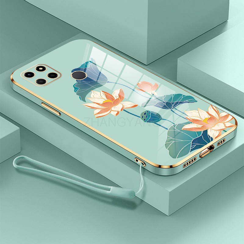 ốp lưng Realme c25 c25s c12 ốp điện thoại Realme c25 c25s c12 Ốp Điện Thoại TPU Dẻo Mạ Màu Họa Tiết Hoa Sen Sang Trọng