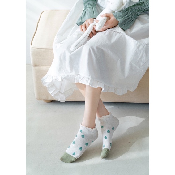 V04/Vớ tất cổ ngắn vintage Hàn Quốc sinh viên retro tất ngắn cotton phụ kiện giày phong cách Nhật Bản Harajuku vải bông