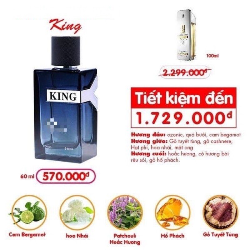 NƯỚC HOA NAM KING - NHẸ NHÀNG VÀ NAM TÍNH (60ML)