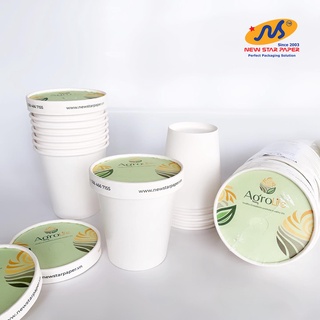 Ly giấy 10oz~295ml - Combo 10 ly giấy trơn & 10 nắp giấy có đục lỗ