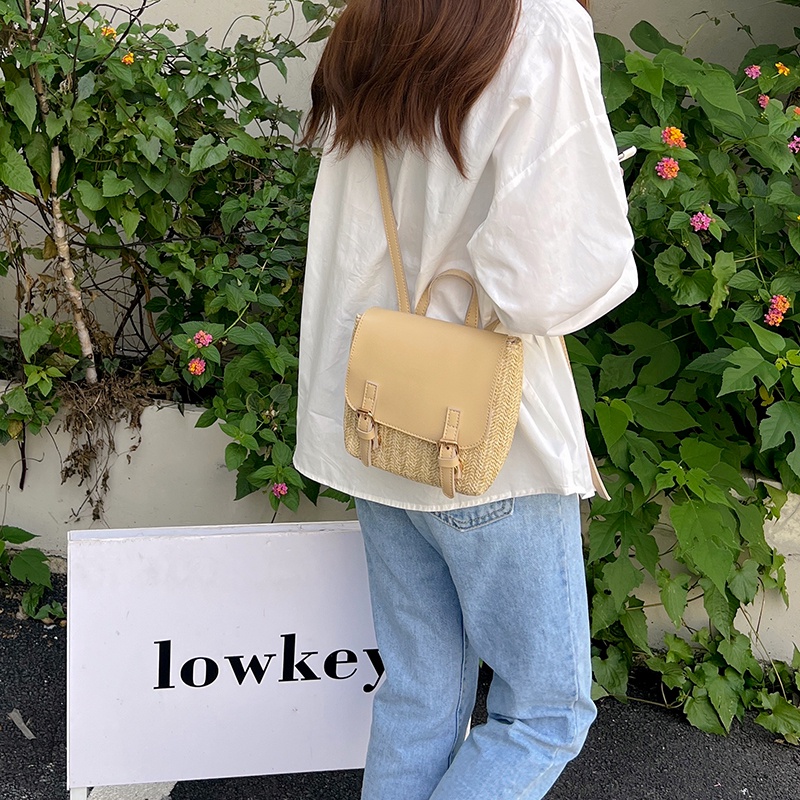 Ba Lô Nhỏ Đan Rơm Thiết Kế niche Cho Nữ