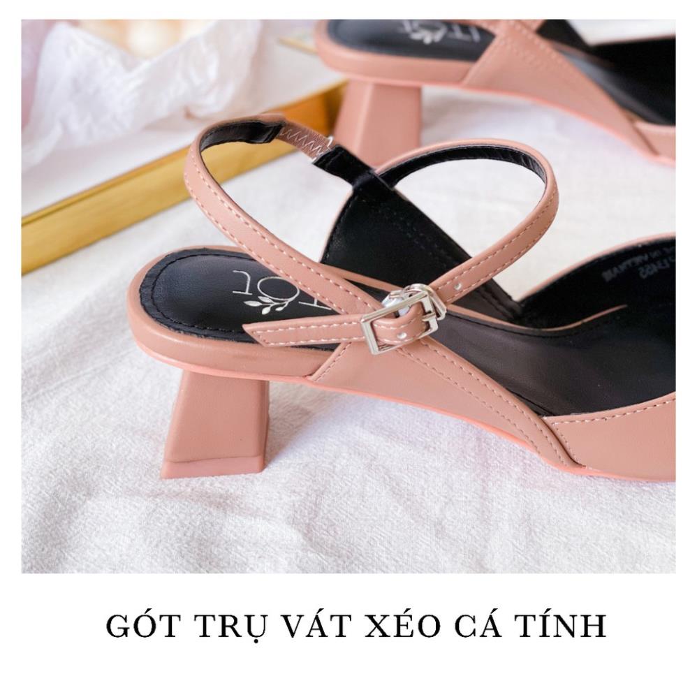 Giày Cao Gót Nữ JOTI Lolita 3269VN5 - Mũi Nhọn Hở Gót Đế Trụ Vuông Cao 4cm Da Mờ - Mang Công Sở Dự Tiệc -KH986