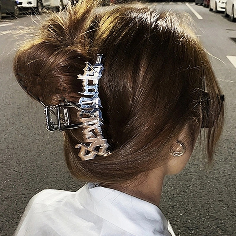 Kẹp Tóc Kim Loại Chống Trượt In Chữ Thời Trang