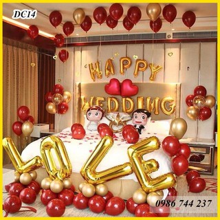 Set Bóng Happy Wedding Trang Trí Phòng Tân Hôn Nhiều Mẫu