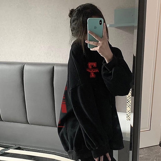 ZHELIHANGFEI Áo Hoodie Họa Tiết In Theo Phong Cách Preppy