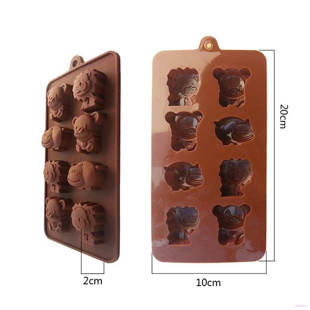 8 Grid 3D Hippo Bear Lion DIY Cake Mold Small Animal Jelly Chocolate Soap DIY Kitchenware Bakeware Mould solidvalue.vn