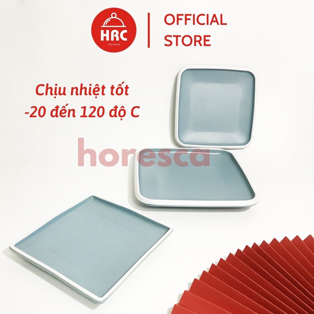 Bộ Đĩa Vuông Đĩa Tròn Nhựa Phíp Melamine Giả Gốm Sứ Màu Xanh Dương [SANG TRỌNG] Bộ Đĩa Lòng Sâu Phong Cách Châu Âu