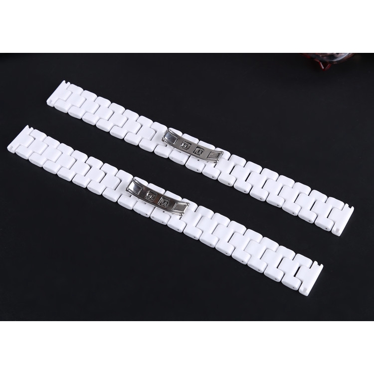 Dây Đeo Đồng Hồ Bằng Sứ Màu Trắng Đen Sang Trọng Thời Trang unisex 14mm 16mm 18mm