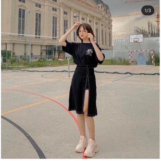 Chân váy hyon skirt dáng dài - chân váy xẻ suông lưng thun co dãn Nano Ulzzang | BigBuy360 - bigbuy360.vn