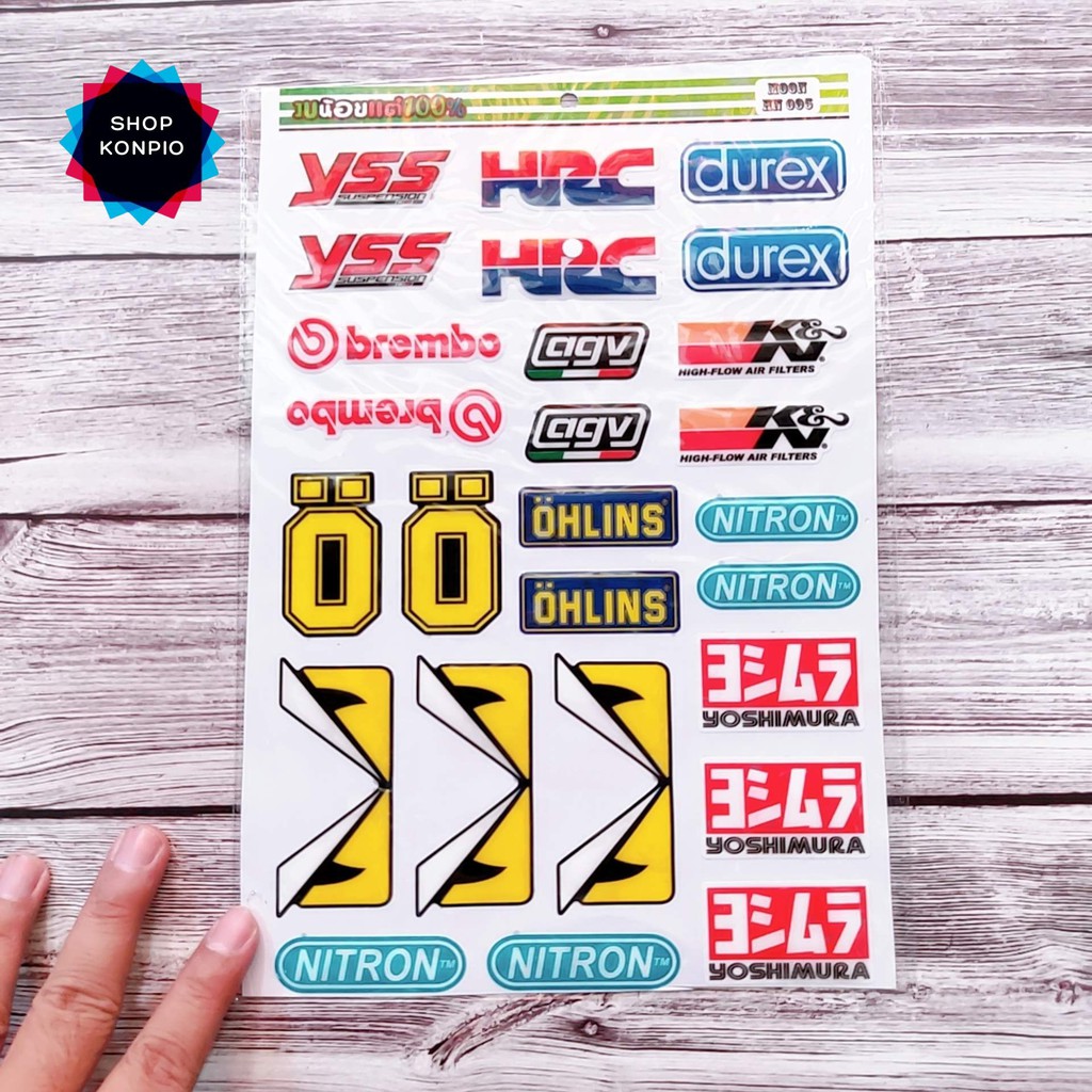 Bộ Tem Sticker YSS HRC Dập Nổi Cao Cấp Dán Xe Máy, Ô Tô, Mũ Bảo Hiểm, Chống Thấm Nước, Chống Bay Màu