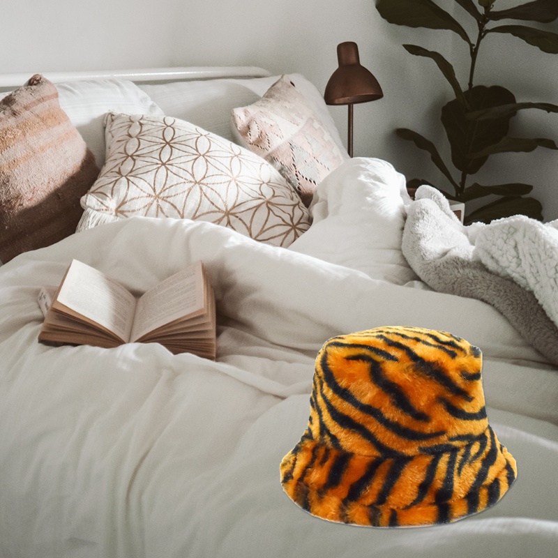 Mũ Tai Bèo Chất Liệu Lông Thỏ Nhân Tạo Họa Tiết Kẻ Sọc / Ngựa Vằn Phong Cách Hipster Ấm Áp