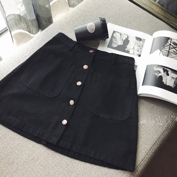 Chân Váy Denim Chữ A Lưng Cao Thời Trang Xuân Hè Hàn Quốc Mới Dành Cho Nữ