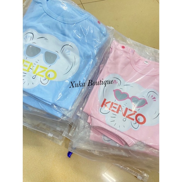 Bộ Quần Áo Phông Cộc Tay Cotton Bé Trai Bé Gái QCCC Cực Chất Màu Hồng, Màu Xanh  [Ảnh Thật]