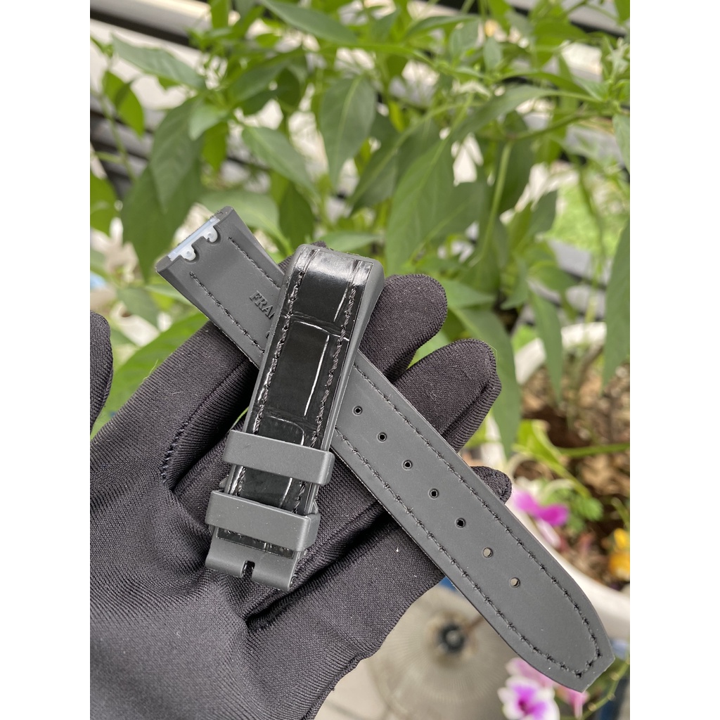 Dây da cao su màu đen dành cho đồng hồ franck muller v32 QZ cho nữ