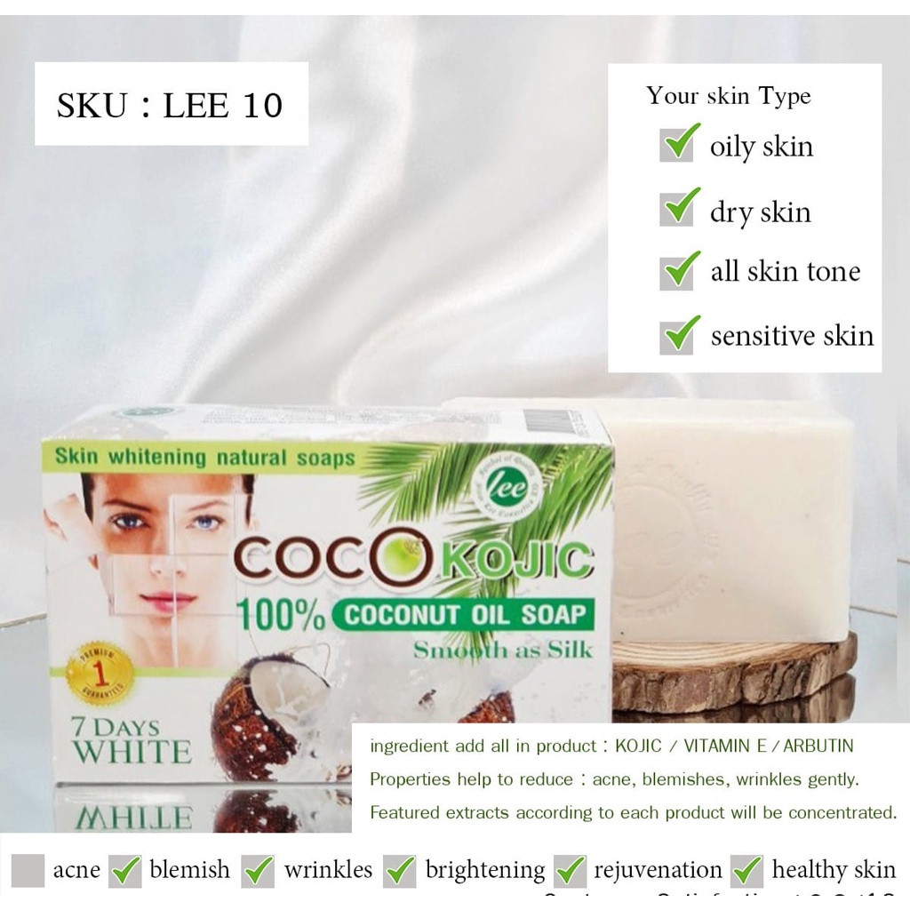 01 Xà Phòng Trắng Da Dầu Dừa Coco Kojic Coconut Oil Soap