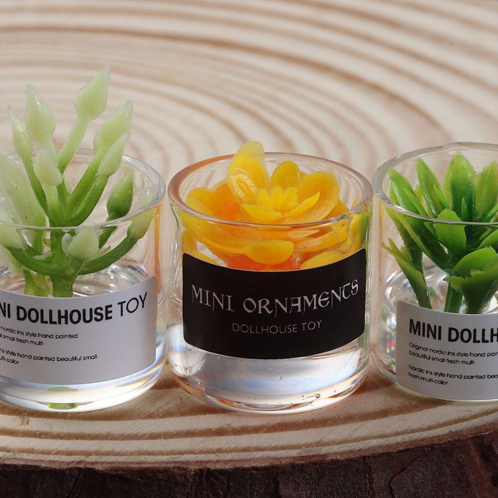 Bình Hoa Mini Màu Xanh Lá Dùng Trang Trí Nhà Búp Bê|Bình Thủy Tinh Đựng Đồ Chơi Trang Trí Nhà Cửa