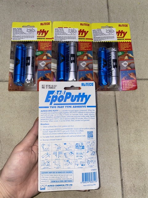 Keo AB trộn dạng nắn dán đa năng Epo Putty Alteco 50g, 100g Made in Indonesia