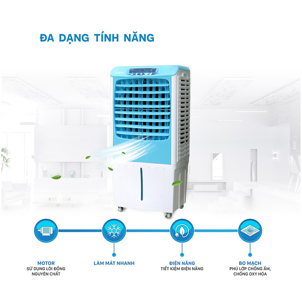 Máy làm mát không khí Daikio DKA-04000A cao cấp - Quạt điều hòa hơi nước Daikio sức gió 4000m3/h