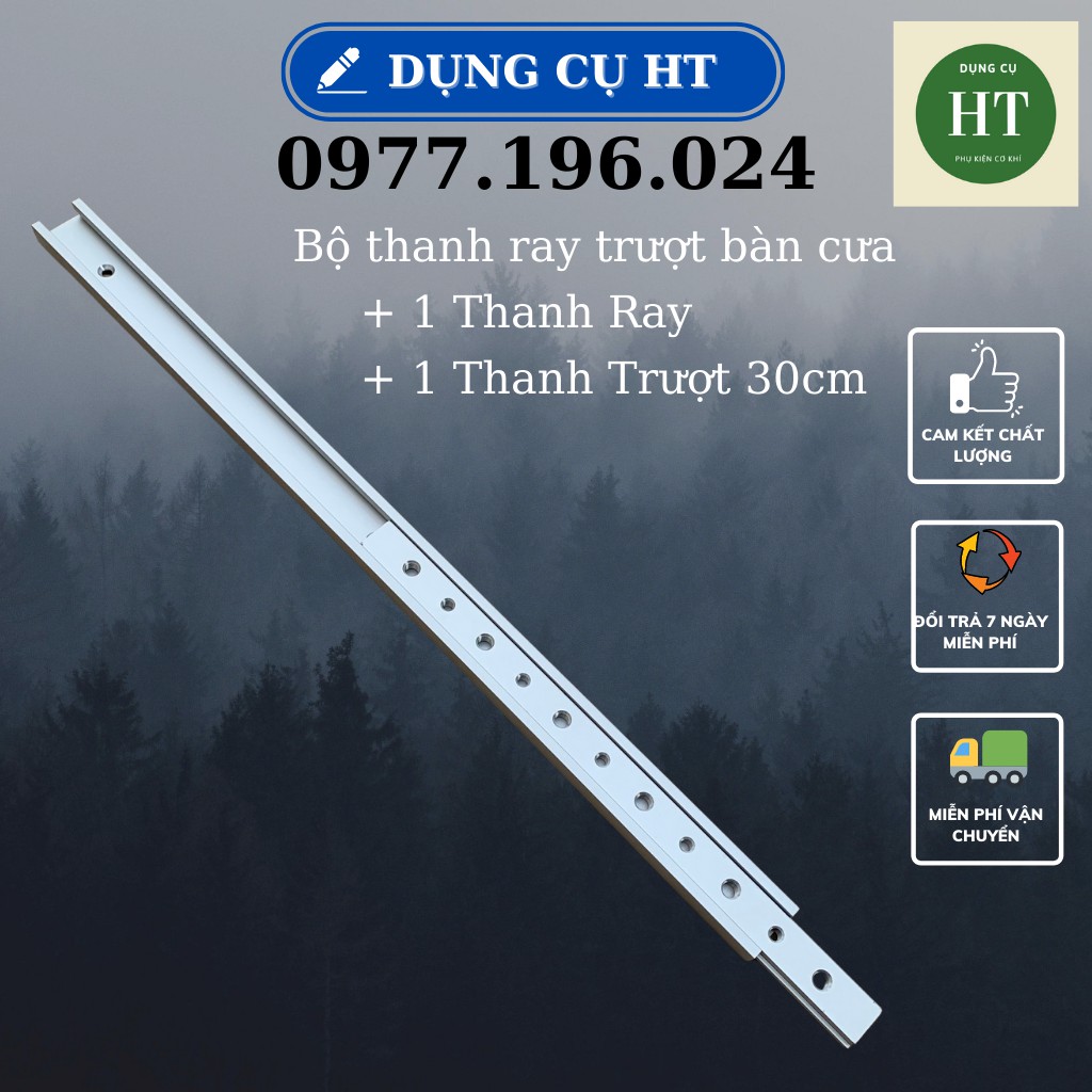 Thanh ray trượt bàn cưa bao gồm thanh ray và thanh trượt T 30cm