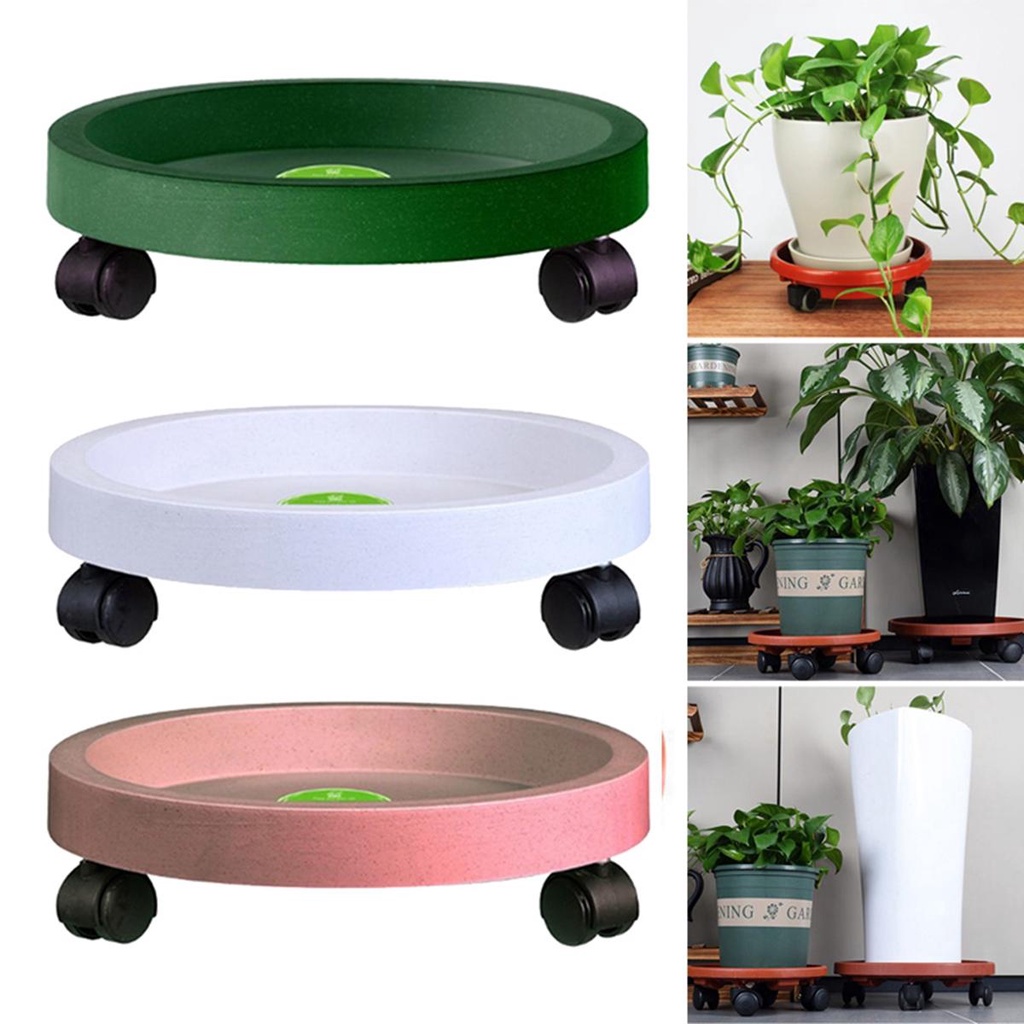 Giá Đỡ Chậu Hoa Hình Tròn Bằng Nhựa Có Bánh Xe Tháo Rời Được Tiện Lợi