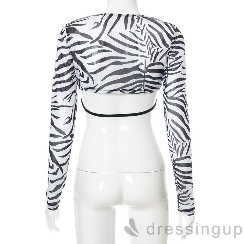 Áo Lưới Tay Dài Màu Sắc Trơn / Ngựa Vằn Cho Nữ