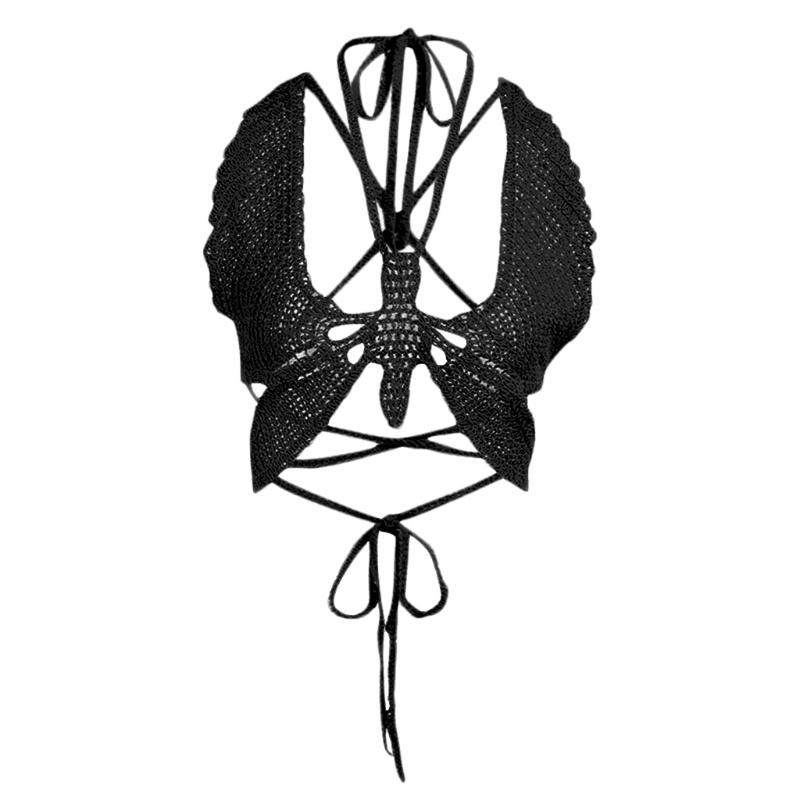 Áo Croptop Dệt Kim Hai Dây Cổ Chữ V Hở Lưng Thời Trang Mùa Hè Quyến Rũ Cho Nữ