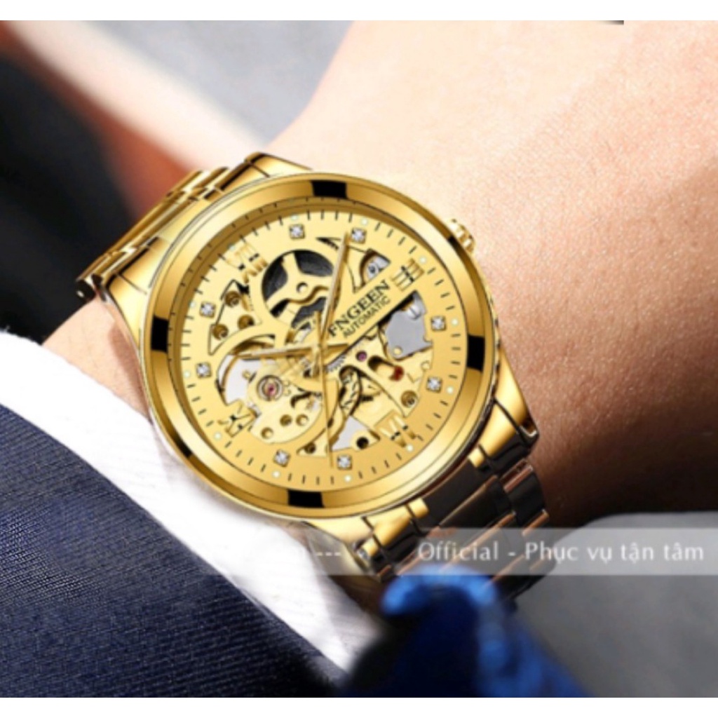 Đồng hồ nam Fngeen lộ máy automatic,, Đồng hồ Cơ Nam Thép không gỉ cao cấp kèm hộp và thẻ bảo hành