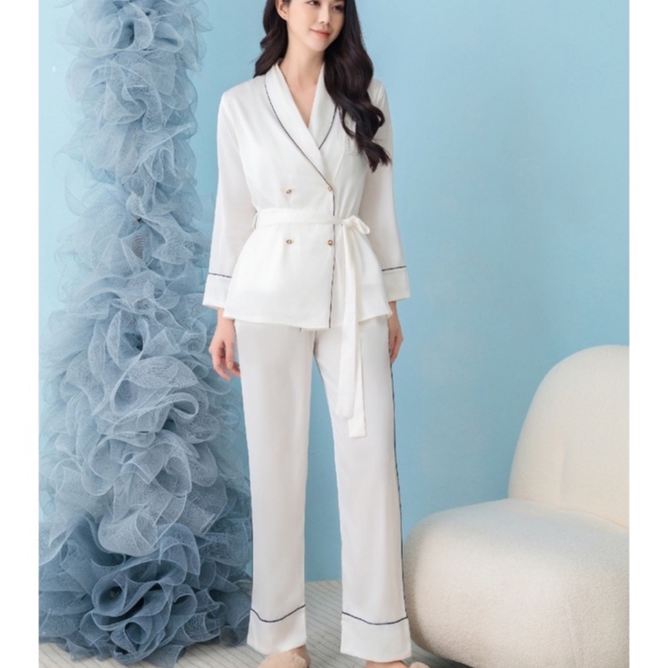 Bộ mặc nhà Pyjama satin ZAM Luxury - SET00 - áo dài tay quần dài trơn