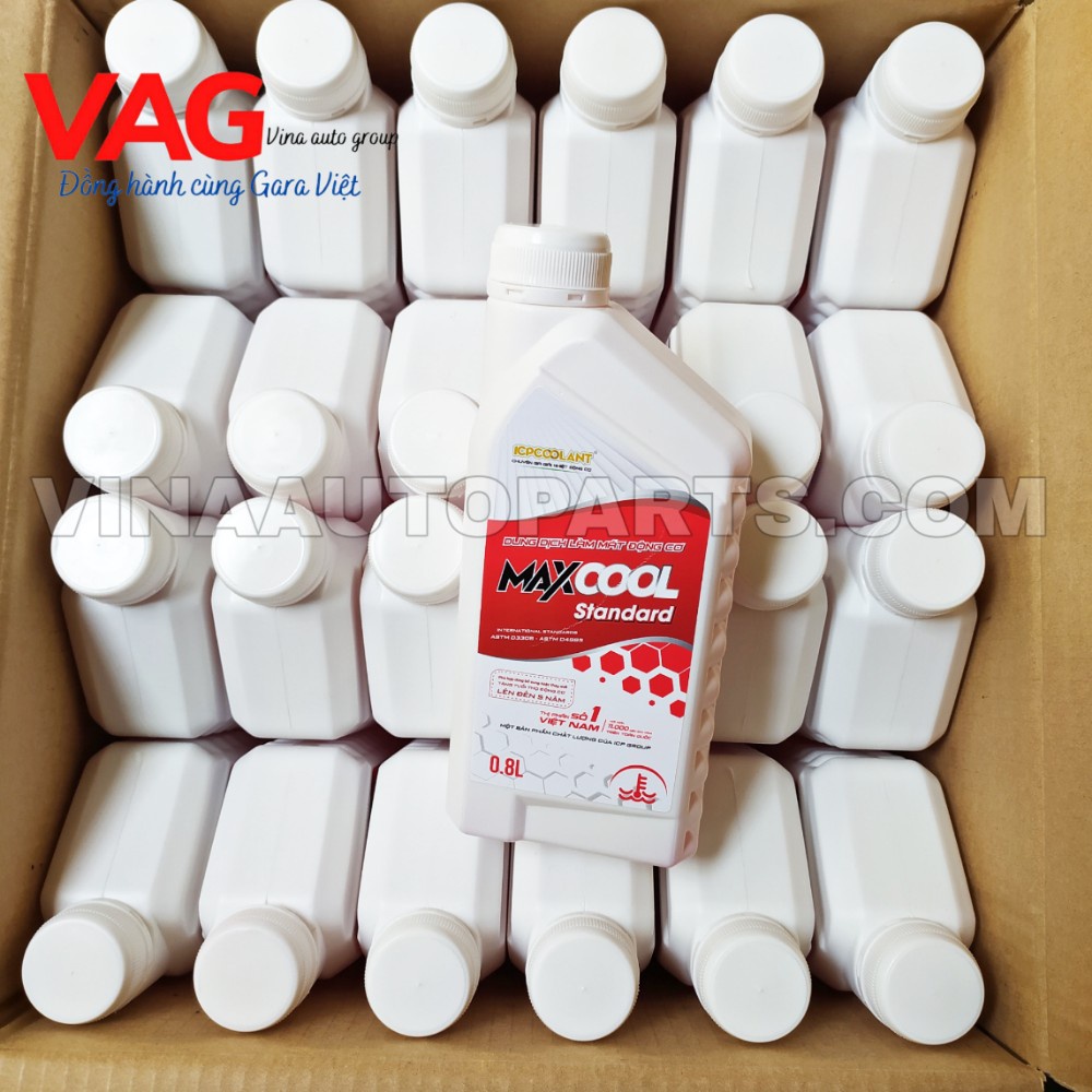 Nước làm mát động cơ pha sẵn tiện dụng 2 màu xanh đỏ - Maxcool 0,8L