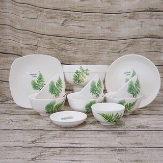 tô sứ kèm đĩa và sáu chén cơm kèm mắm tiêu- Bộ gốm sứ Bát Tràng 11 món