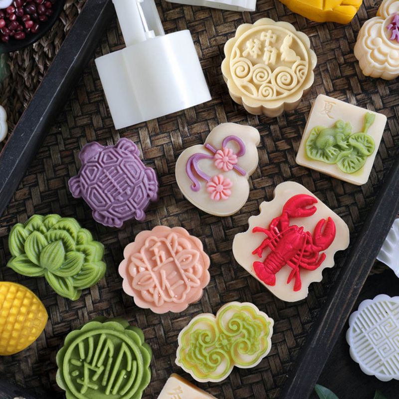50g Moon Cake Mold 2 Lucky Bag Hand Stamps Pastry Mold