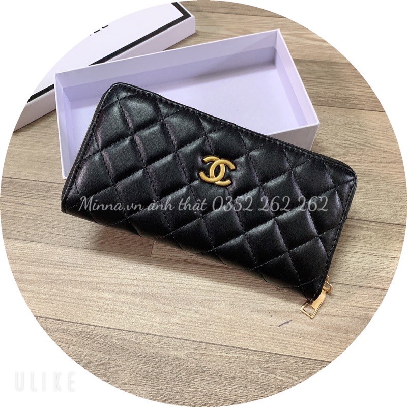 [Mã 1611FAGIAM15K0 giảm 15000 đơn 99000] Ví Cầm Tay Nữ Trần Trám Phồng Logo Vàng