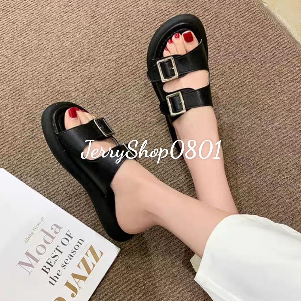 Dép nữ , DÉP BÁNH MÌ 2 KHÓA cao 2p mẫu mới
