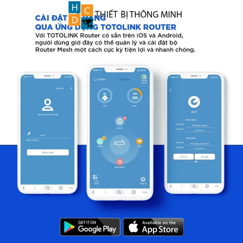Bộ phát wifi Mesh gia đình chuẩn AC 1200Mbps TOTOLINK T6-V2 2 pack