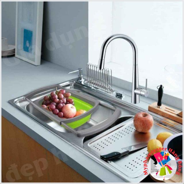 Set 2 rổ silicon gấp gọn hàng đẹp