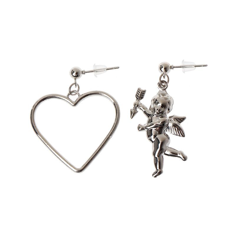 Bông tai kim loại dáng dài mặt hình thần tình yêu Cupid thời trang cá tính