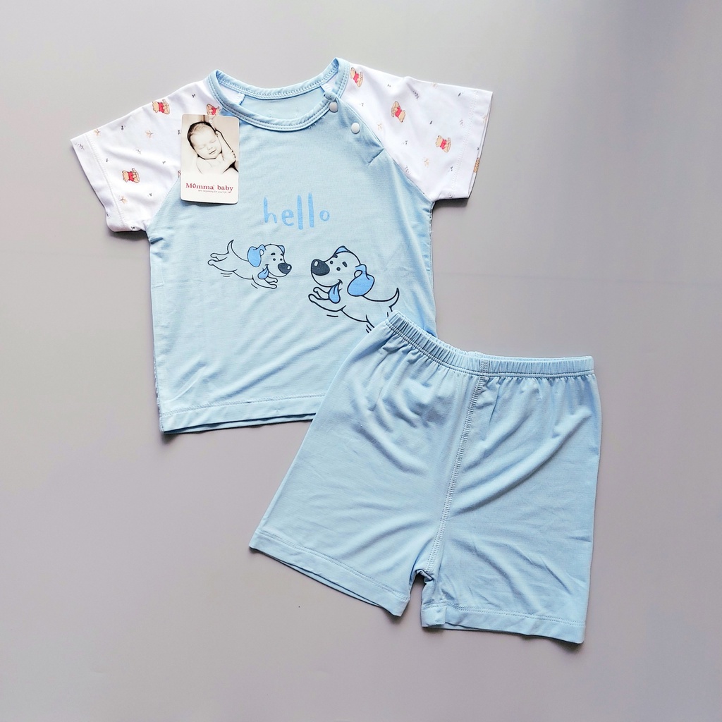 Bộ cộc tay sợi tre Moma Baby cho bé trai bé gái từ 6-15kg