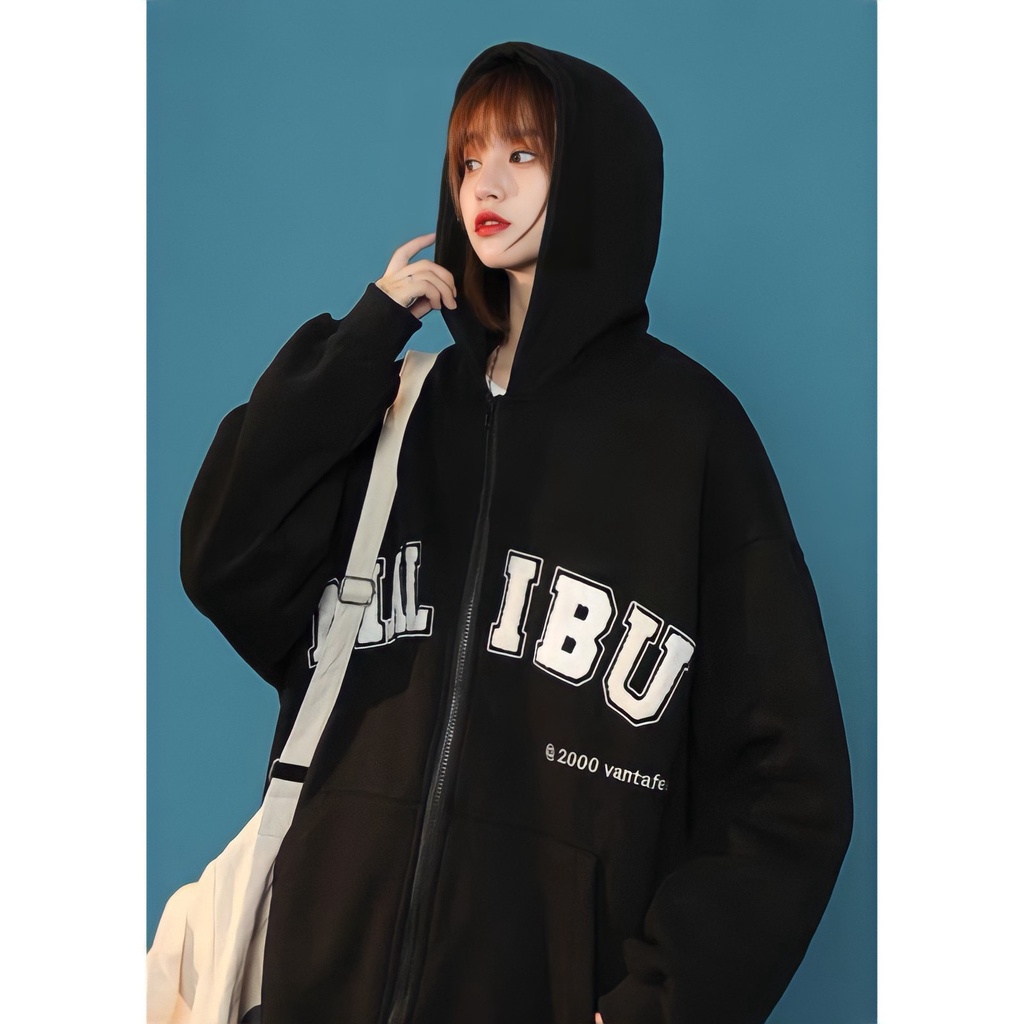 Áo Hoodie Zip Nỉ Ngoại Unisex MALIBU Nam Nữ Dáng Thụng In Chữ 2 Màu