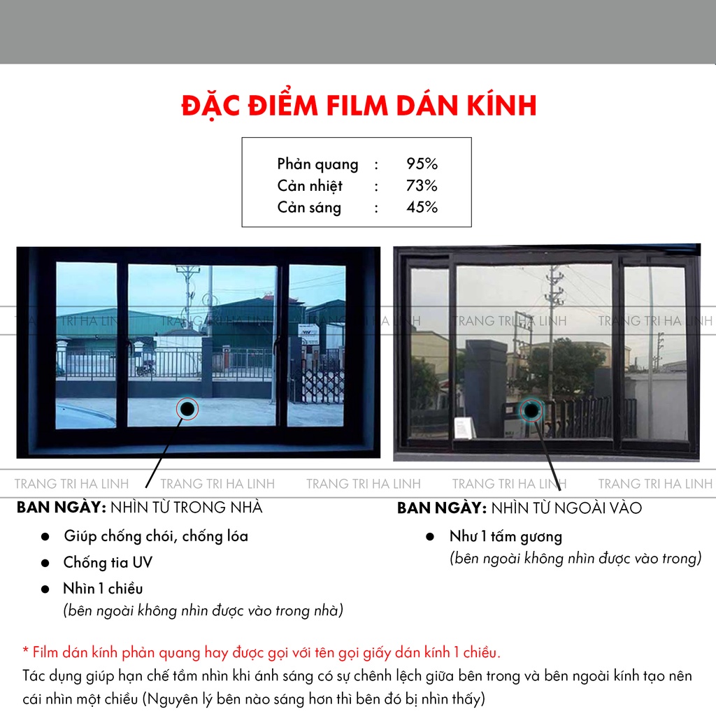 Phim phản quang , film cách nhiệt chống nắng cửa kính cửa sổ ngày hè