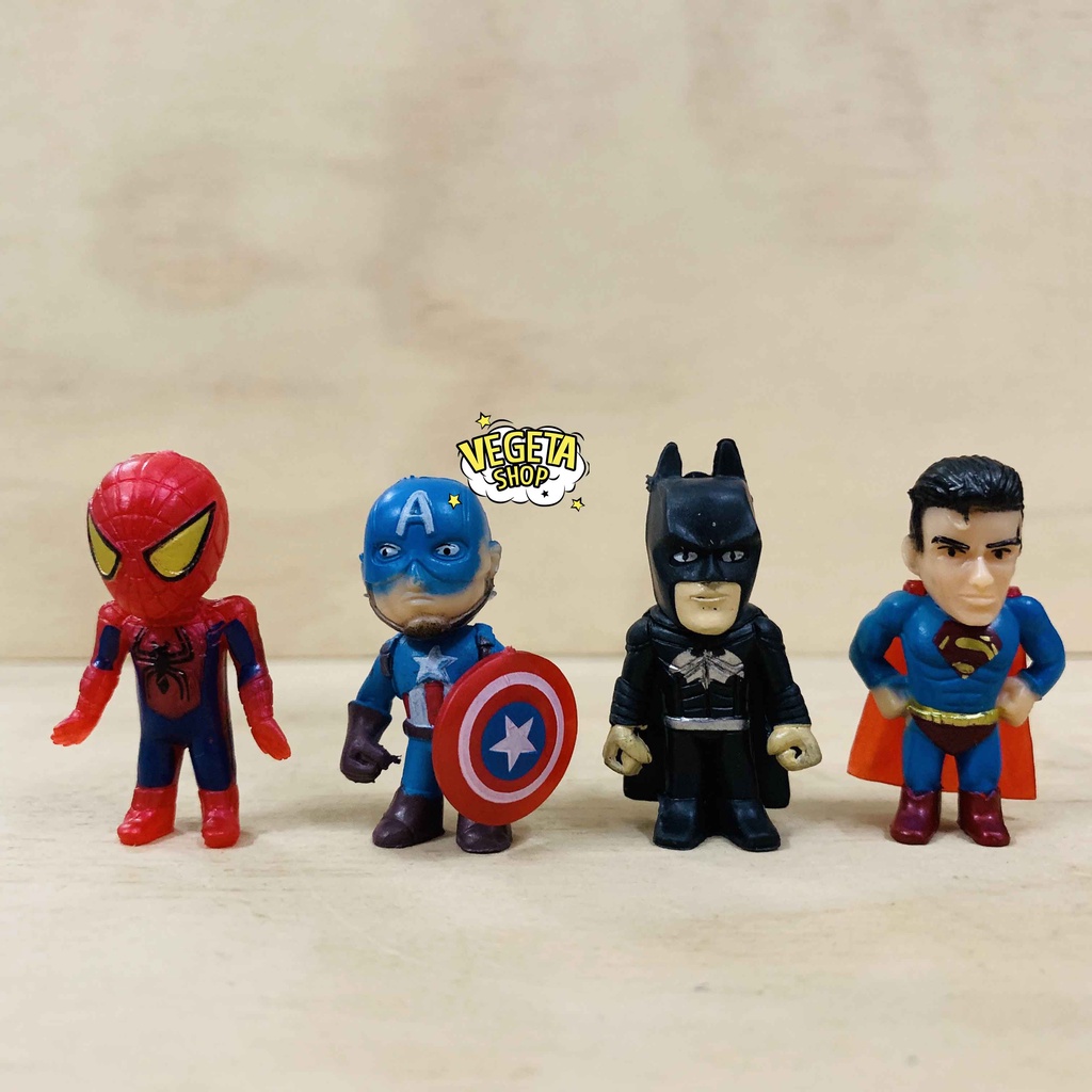 Đồ chơi Marvel Avengers DC - Captain Iron man Spider man Thor Black Widow Hulk Batman Superman Hawkeye Nick Fury - 3cm