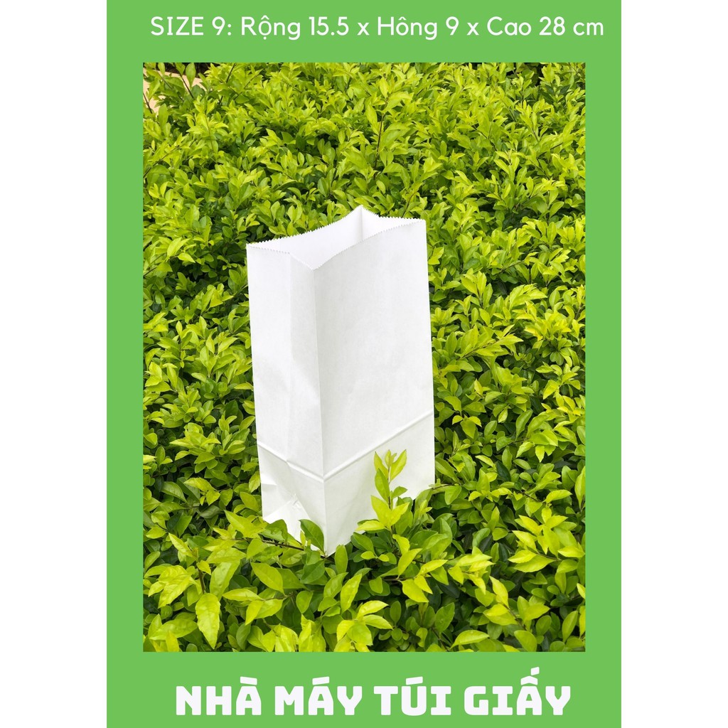 300 chiếc túi giấy kraft Nhật màu trắng Size 9 -15.5x9x28cm KHÔNG QUAI