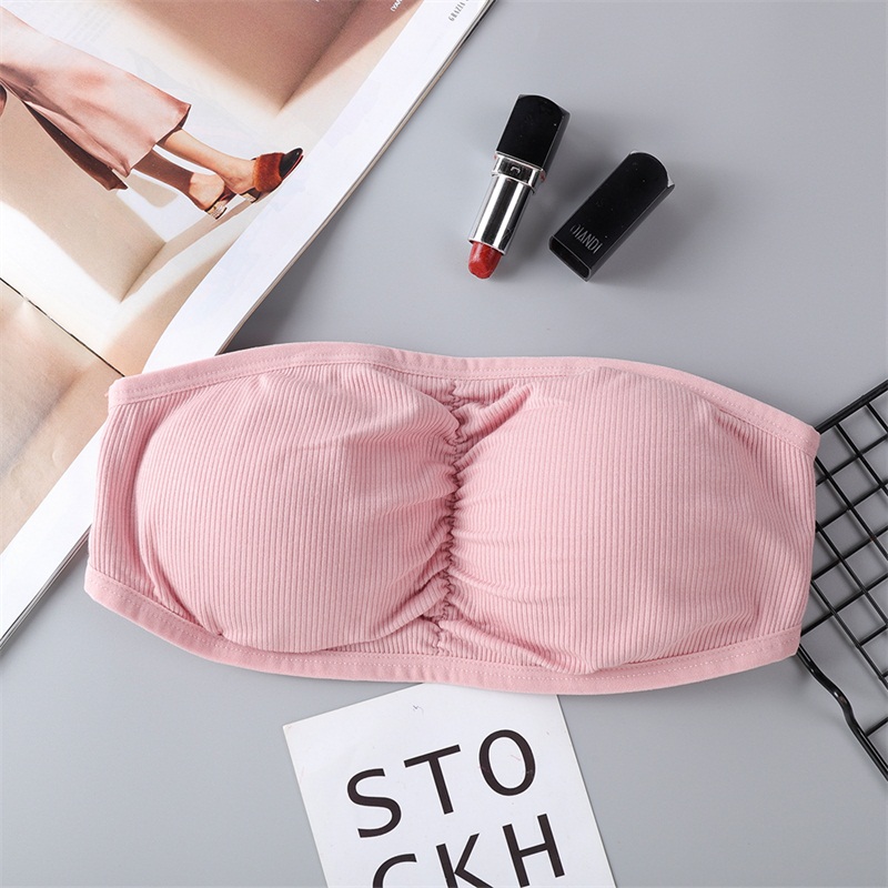 [Spot] Munafie Đàn hồi quấn ngực Ren nữ ống hàng đầu Sexy Bra quây rắn màu sling B0148