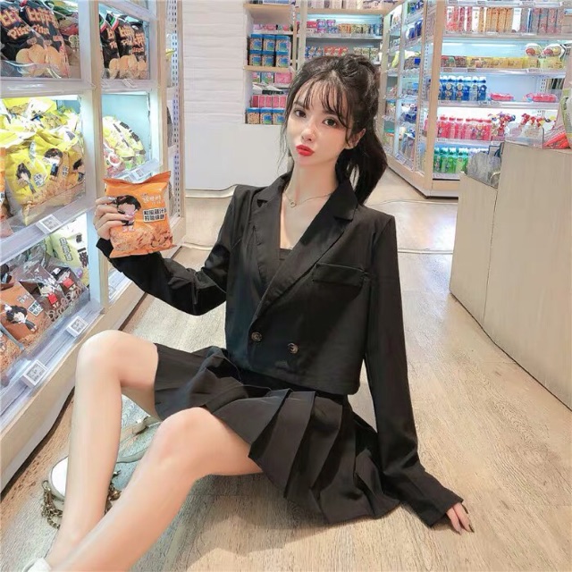 Combo áo vest ngắn và váy xoè thượng lưu cao cấp oder